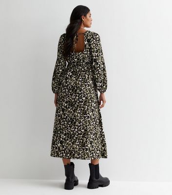 Leopard print shop twist front dress