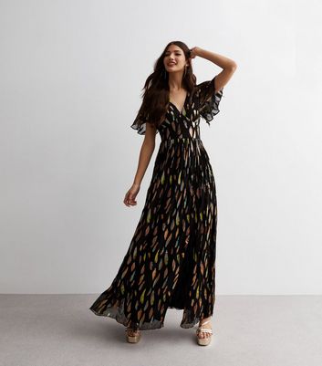 Black flutter sleeve maxi dress hotsell