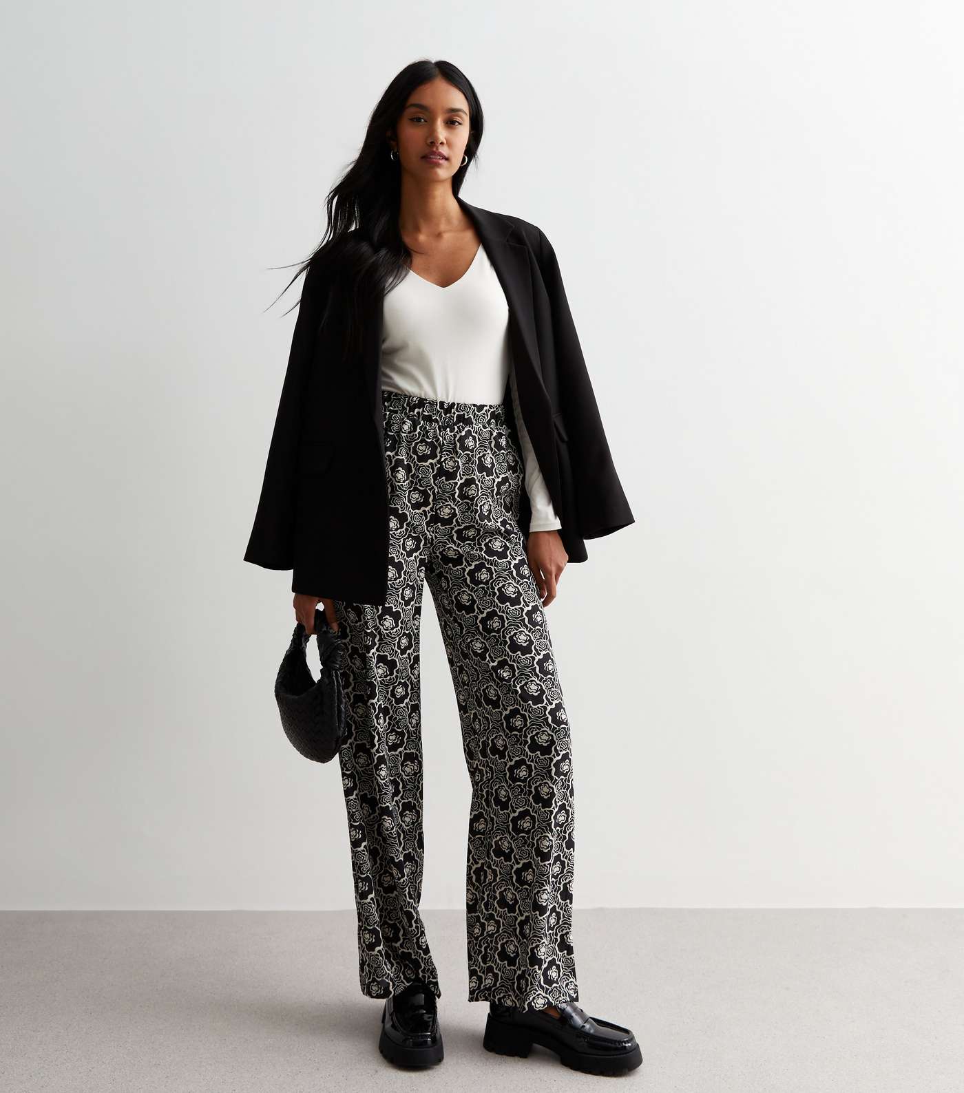 Urban Bliss Black Floral Wide Leg Trousers Image 6