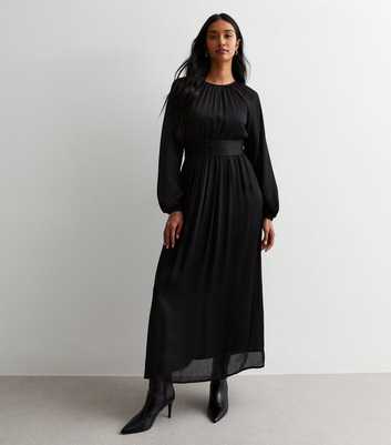 Gini London Black Ruched Waist Maxi Dress