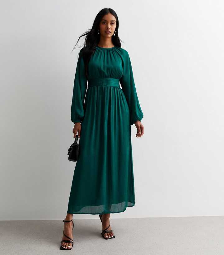 Gini London Green Ruched Waist Maxi Dress
