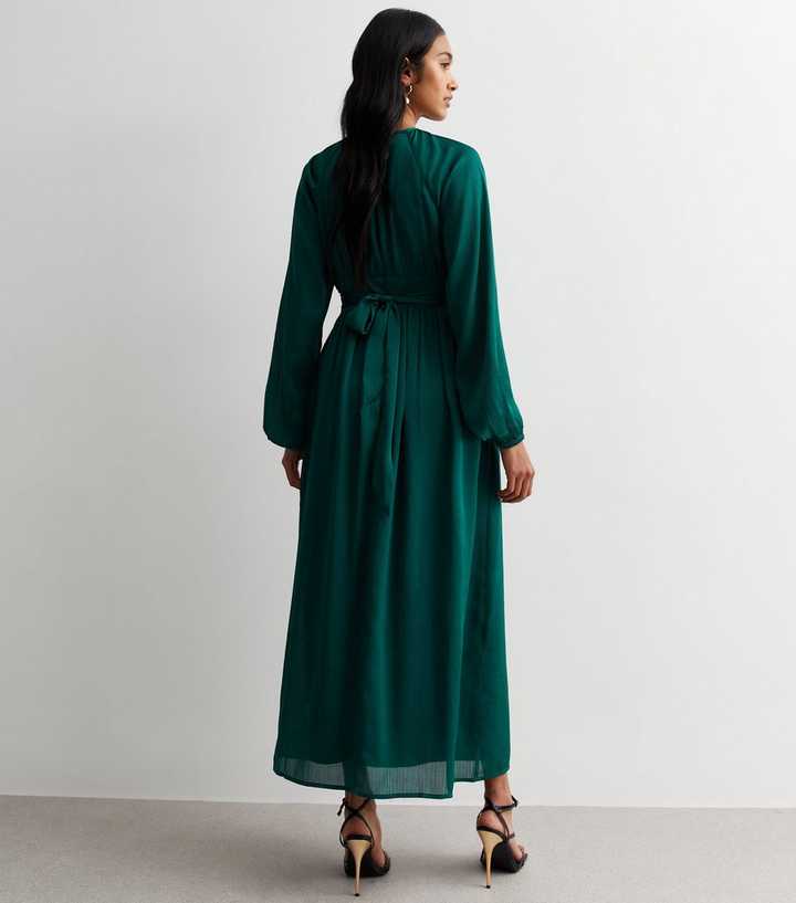 Gini London Green Ruched Waist Maxi Dress