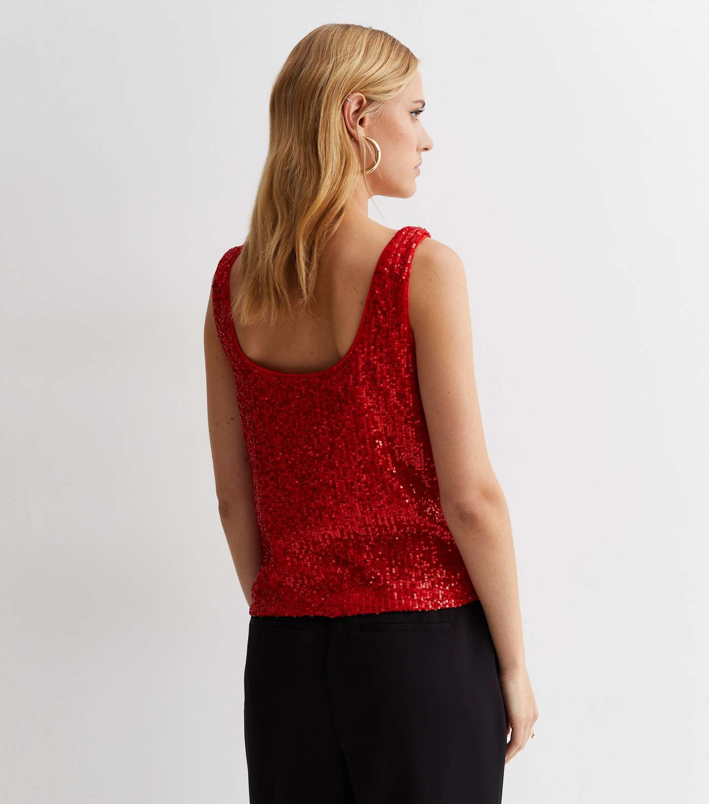 Gini London Red Sequin Cowl Neck Top Image 4