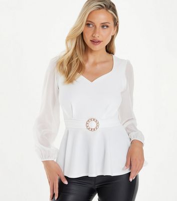 Cream cheap peplum top