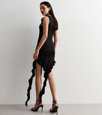 Cameo Rose Black Corsage Frill Trim Mini Dress New Look