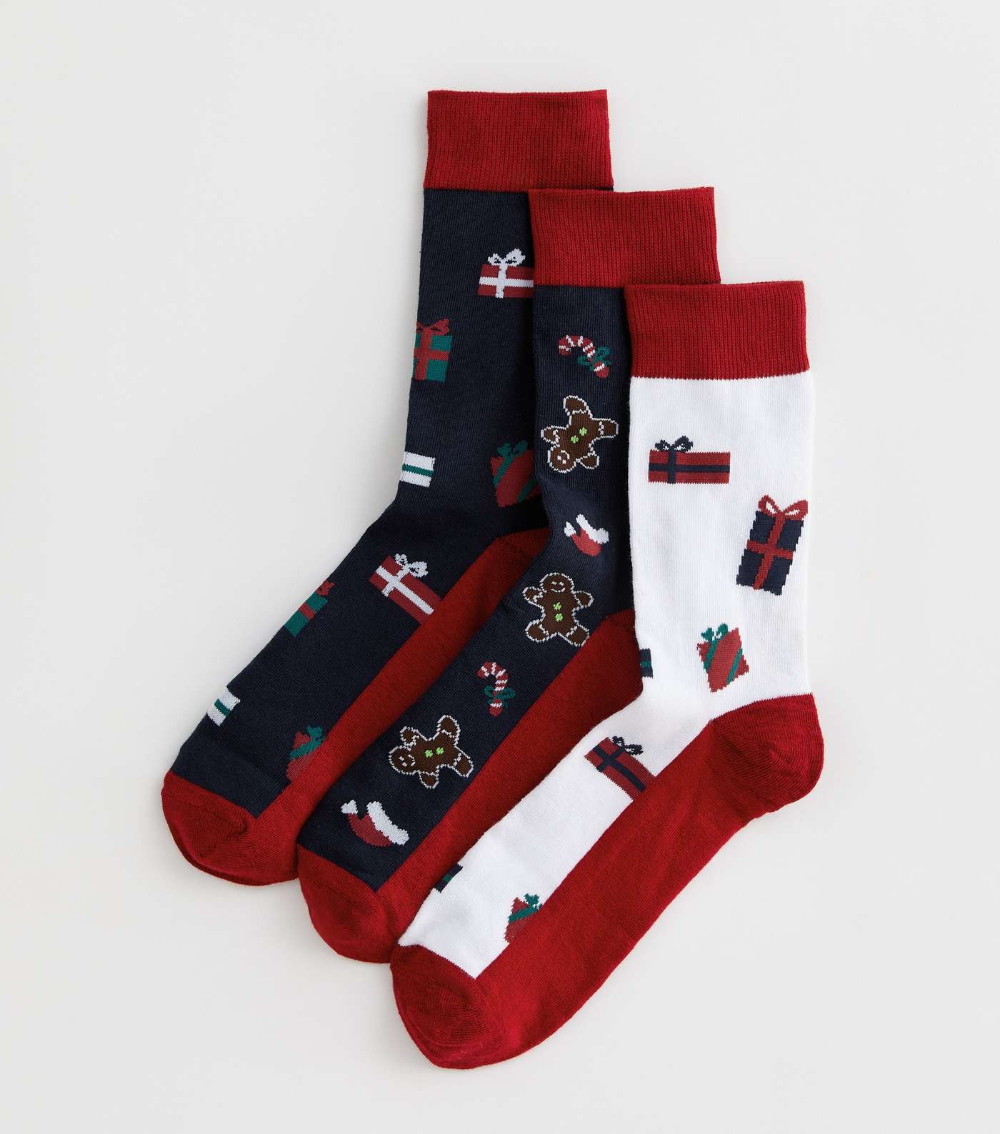 Jack & Jones 3 Pack Navy Gingerbread Christmas Socks Gift Set Image 2