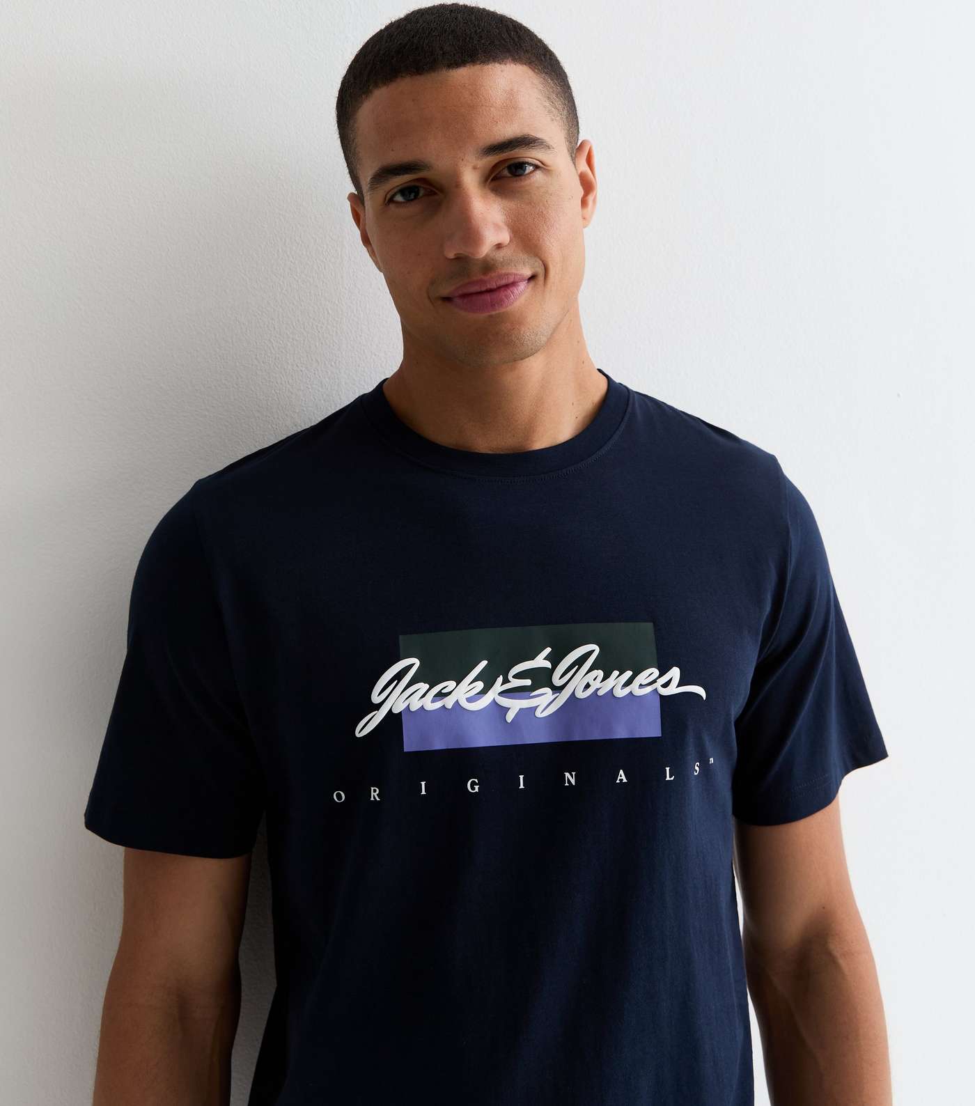 Jack & Jones Navy Logo Cotton T-Shirt  Image 2