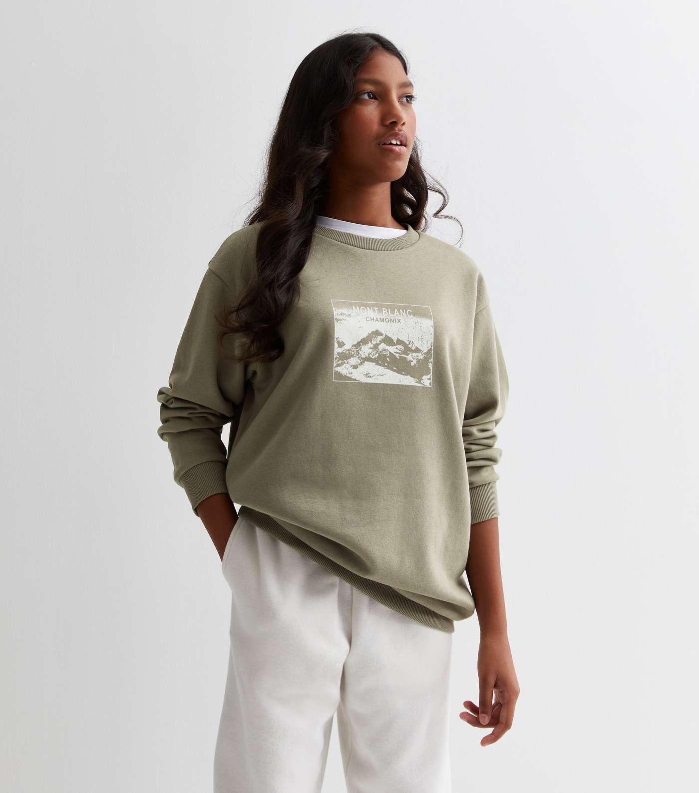 Girls Khaki Mont Blanc Logo Sweatshirt Image 2