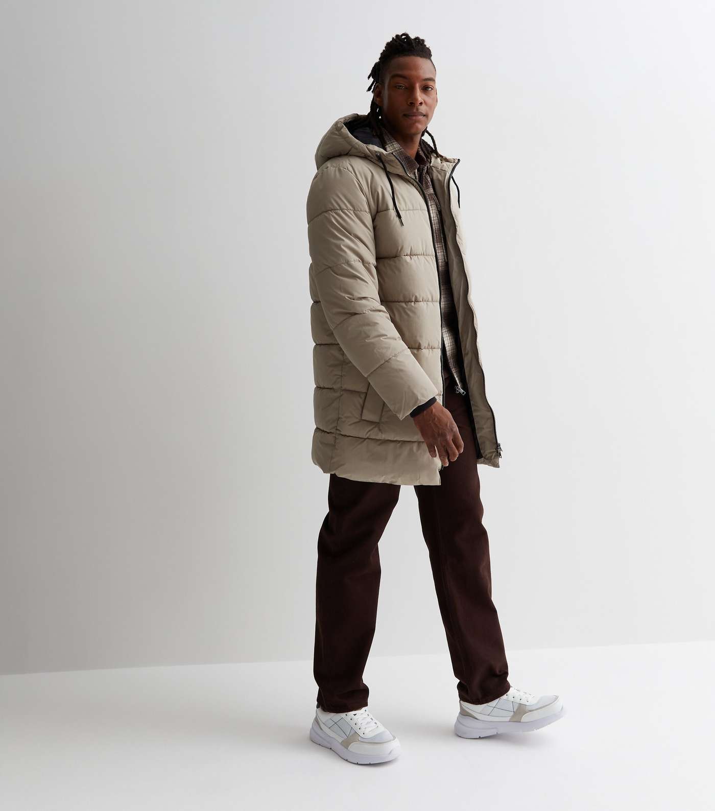 Only & Sons Khaki Hooded Puffer Coat Image 3