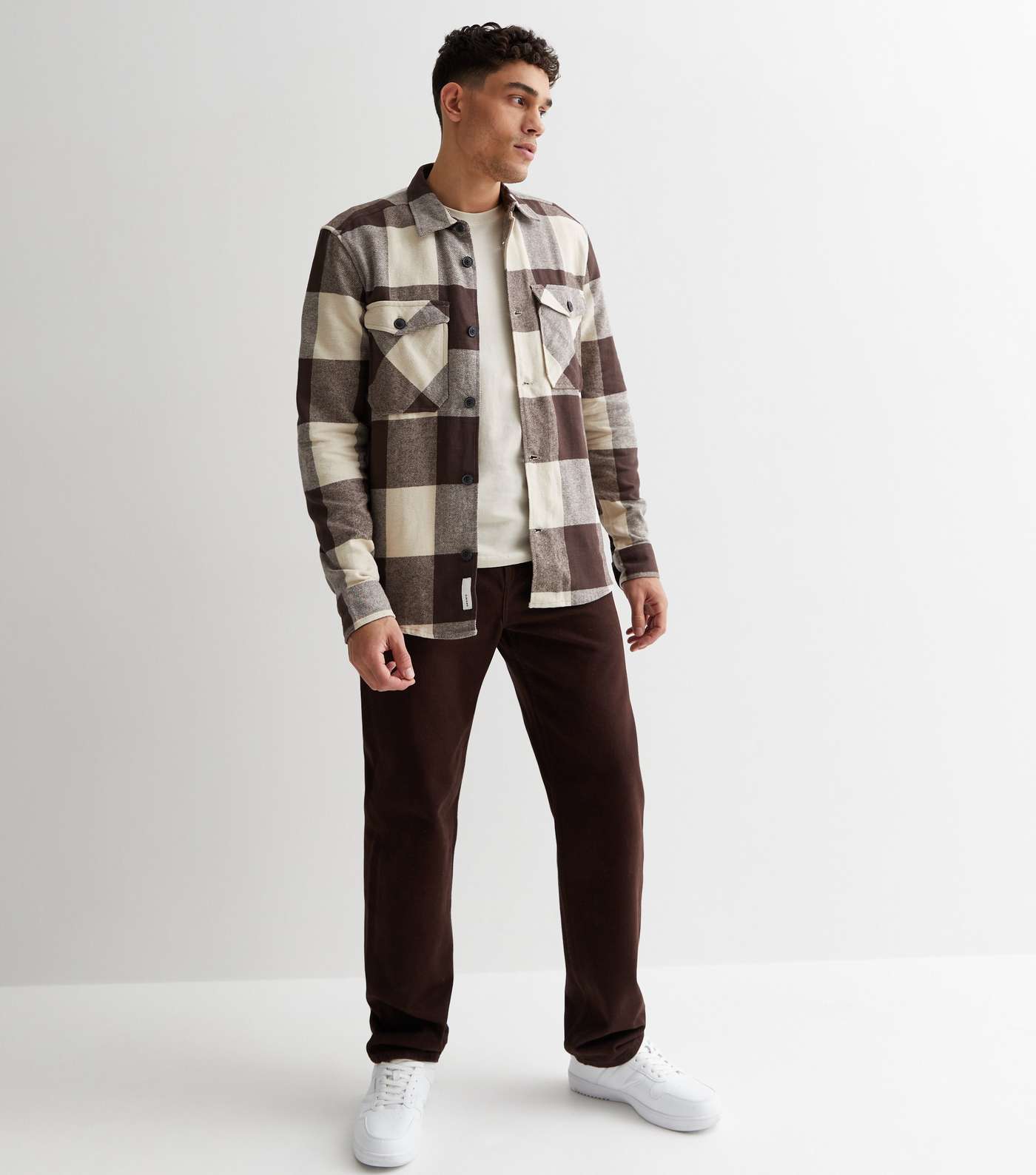 Only & Sons Cotton Rust Check Overshirt Image 2