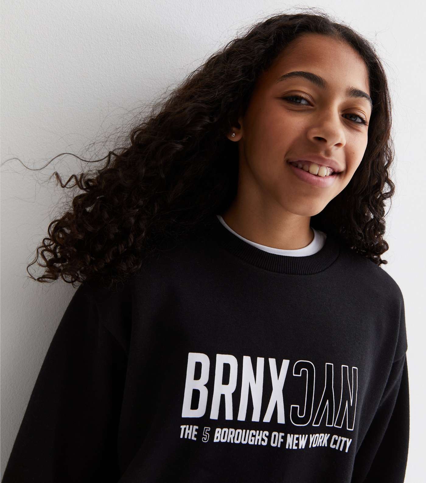 Girls Black Bronx NYC Long Logo Sweatshirt Image 2