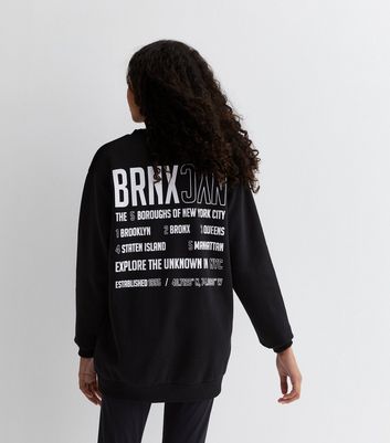 Girls Black Bronx NYC Long Logo Sweatshirt New Look
