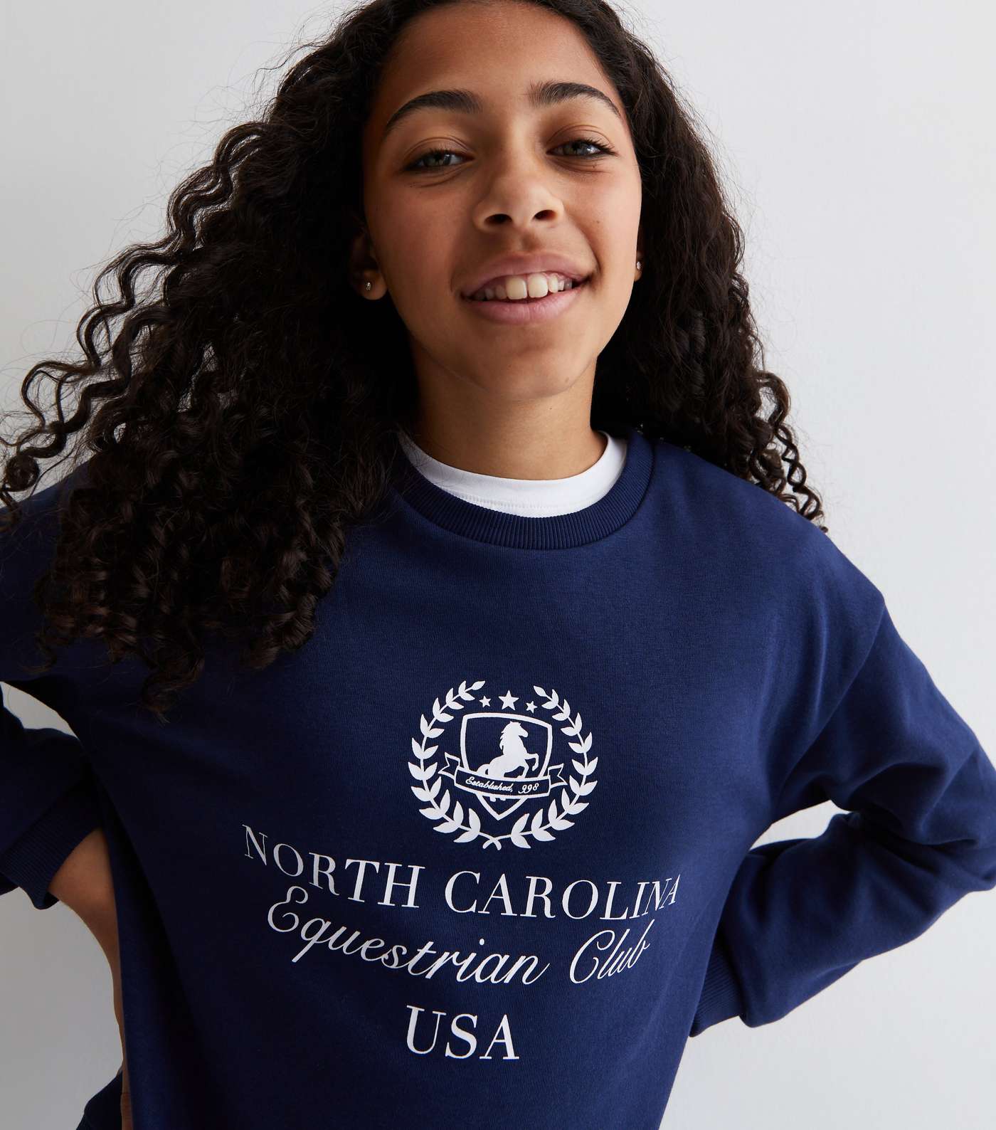 Girls Navy Jersey North Carolina Logo Sweatshirt Image 2