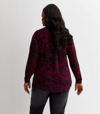 Curves Red Mark Making Long Sleeve Shirt New Look