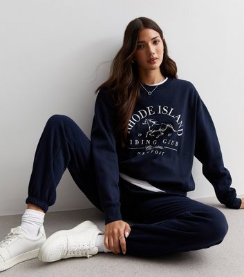 Navy Jersey Rhode Island Logo Sweatshirt New Look