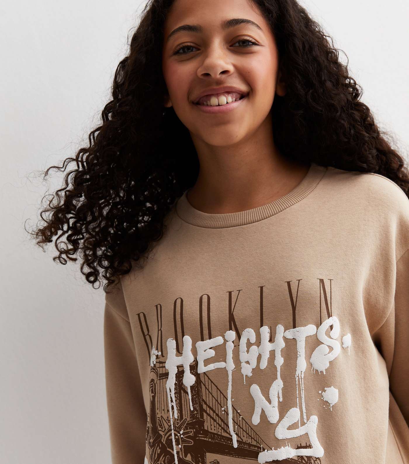 Girls Camel Brooklyn Heights Logo Longline Sweatshirt Image 2
