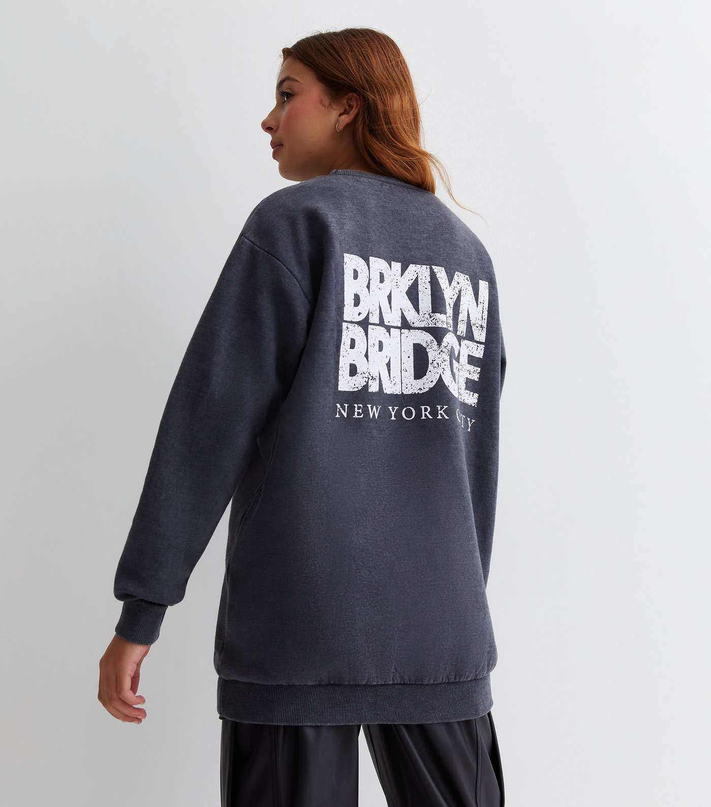 Girls Acid Wash Brooklyn Bridge Logo Sweatshirt Image 4
