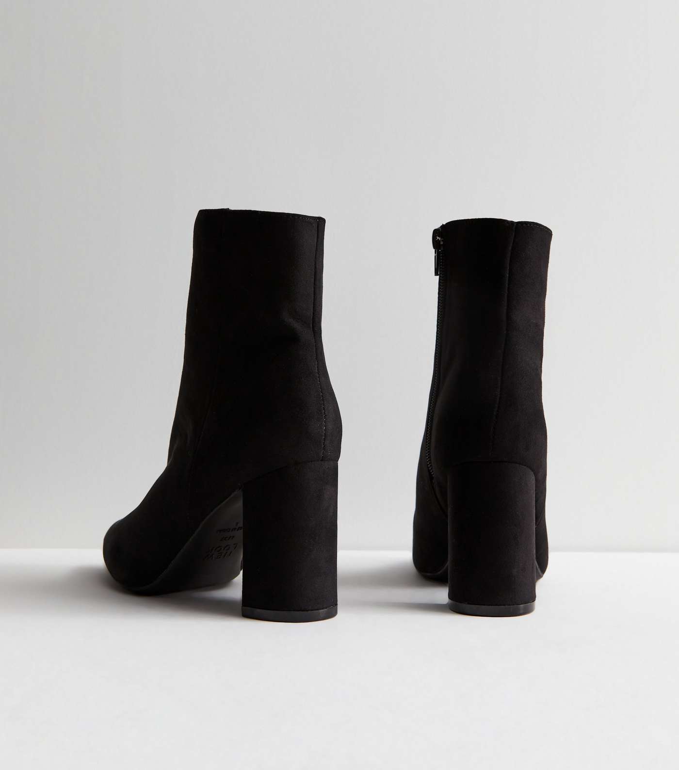 Black Suedette Pointed Block Heel Boots Image 4