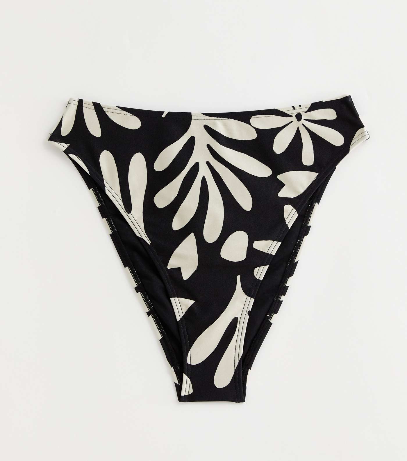 Black High Waist Leaf Print Bikini Bottoms Image 5