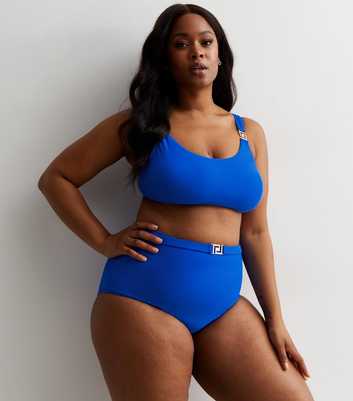 Curves Blue Scoop Bikini Top