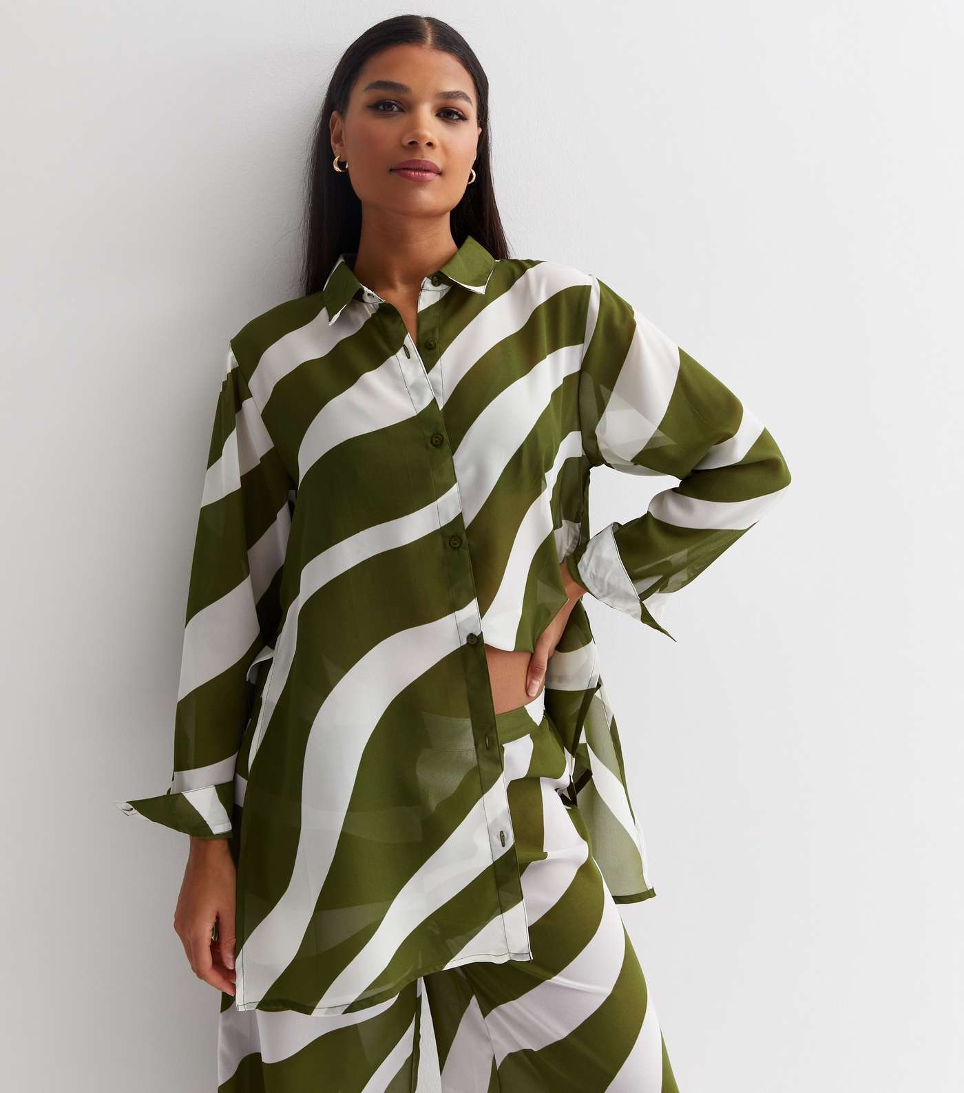 Khaki Zebra Print Long Sleeve Shirt Image 3