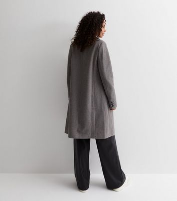 Tall Grey Lined Formal Long Coat New Look