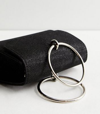 Black clutch bag silver chain best sale