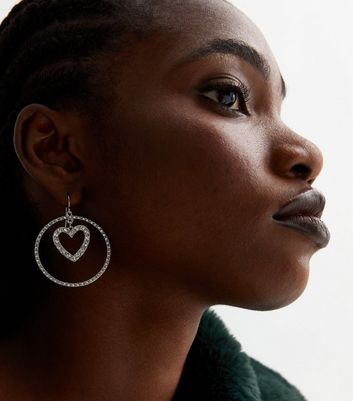 Heart drop outlet hoop earrings