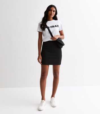 Black Textured Mini Skirt