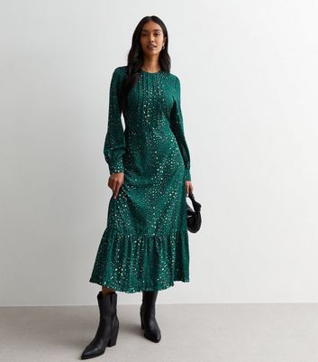 Emerald green leopard print hot sale dress