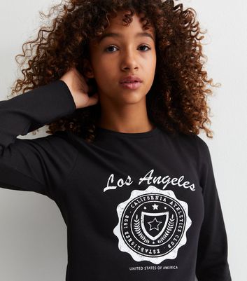 Girls Black Jersey Los Angeles Logo Top New Look