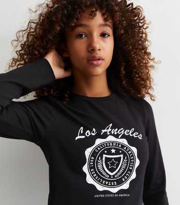 Girls Black Jersey Los Angeles Logo Top