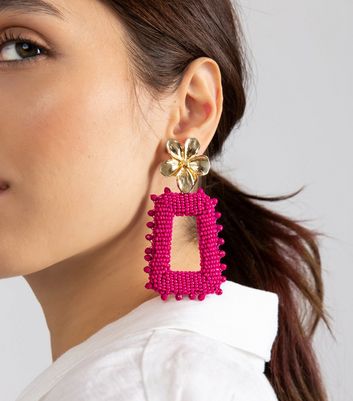 Beaded tassel drop on sale earrings