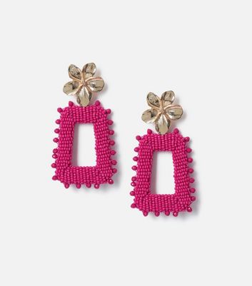 Hot pink sale beaded earrings