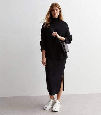 New look black ribbed jumper sale