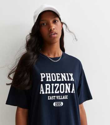 Girls Bright Blue Cotton Phoenix Arizona Logo Oversized T-Shirt