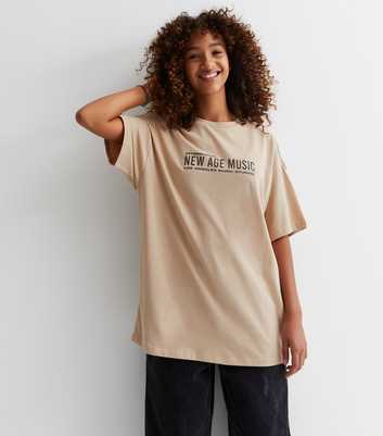 Girls Camel Cotton New Age Music Logo Oversized T-Shirt