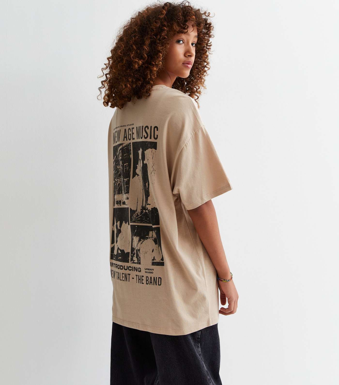 Girls Camel Cotton New Age Music Logo Oversized T-Shirt Image 5