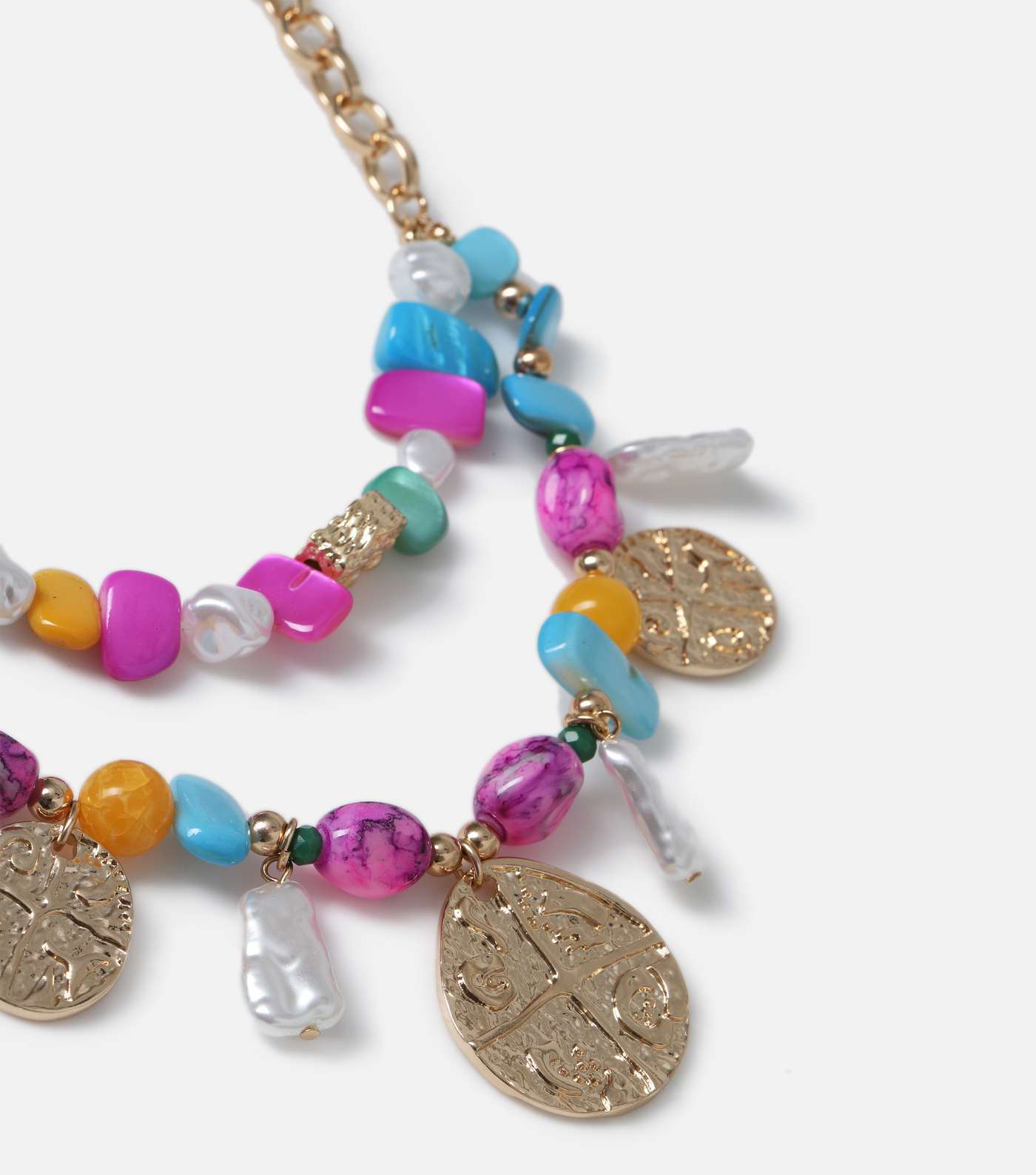 Freedom Multicoloured Gemstone and Coin Layered Necklace Image 2