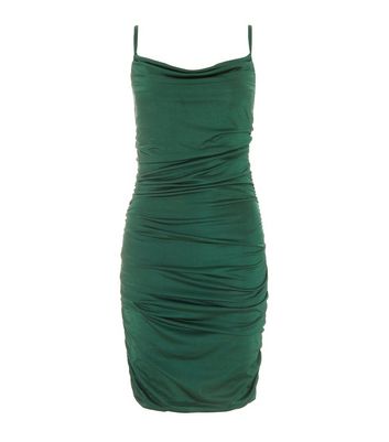 QUIZ Dark Green Strappy Bodycon Mini Dress New Look