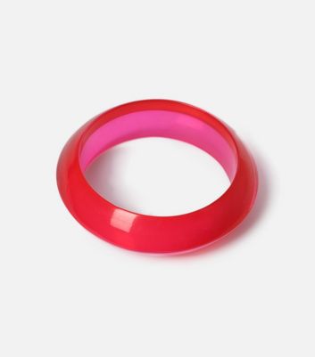 Freedom Pink Resin Bangle New Look