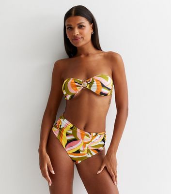 High waisted bandeau deals bikini set