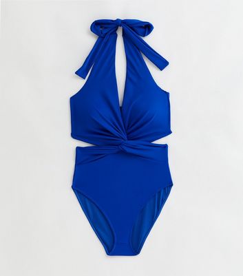 Gini London Blue Halter Swimsuit New Look