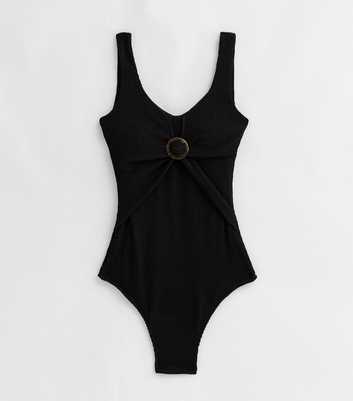 Gini London Black Textured Ring Swimsuit