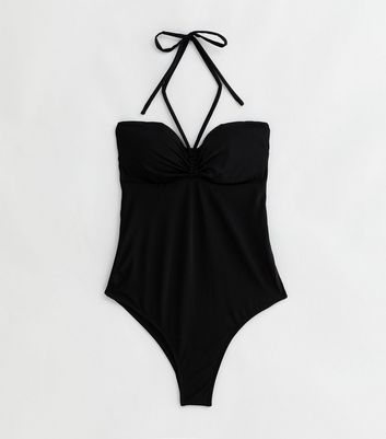 Gini London Black Bandeau Swimsuit New Look