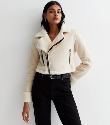 Faux fur shearling biker on sale jacket