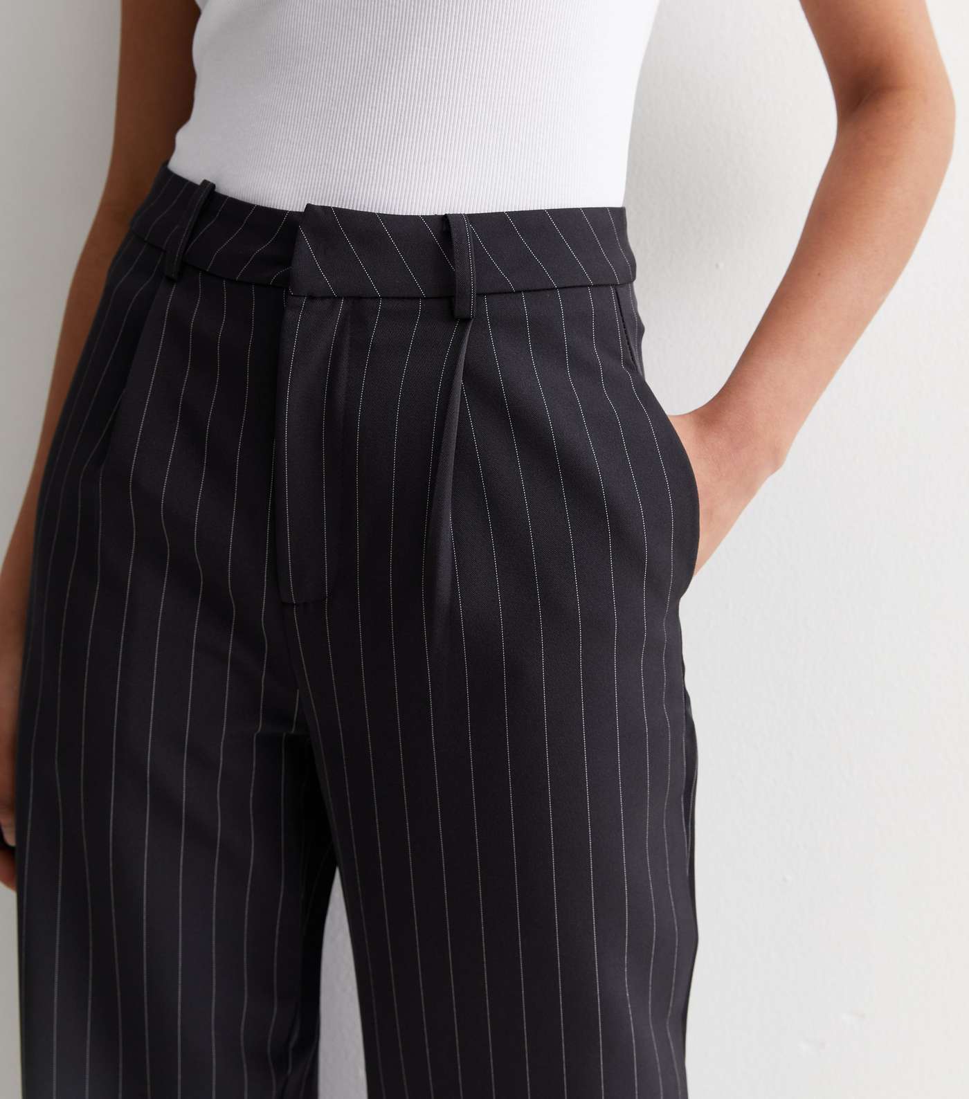 Pink Vanilla Dark Grey Pinstripe Trousers Image 2