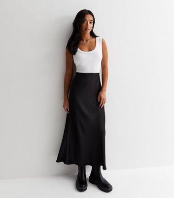 Petite satin bias cut midi outlet skirt