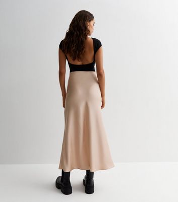 Petite beige bias 2025 cut midi skirt