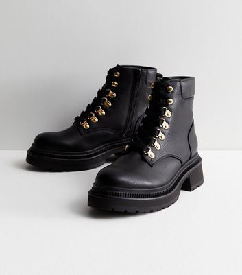 Black and deals gold biker boots